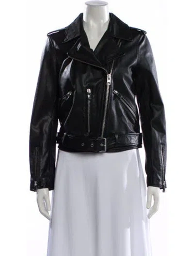 Pre-owned Allsaints Leather Biker Jacket In Black