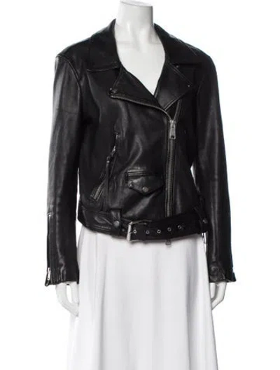 Pre-owned Allsaints Leather Biker Jacket In Black