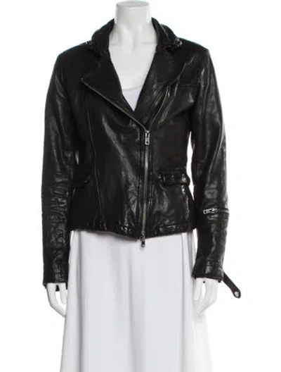 Pre-owned Allsaints Leather Biker Jacket In Black