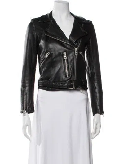 Pre-owned Allsaints Leather Biker Jacket In Black