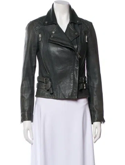 Pre-owned Allsaints Leather Biker Jacket In Black