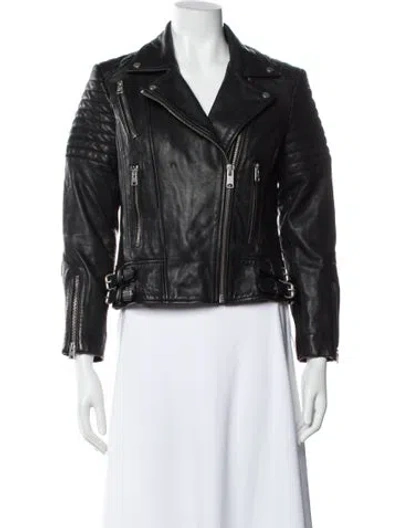 Pre-owned Allsaints Leather Biker Jacket In Black