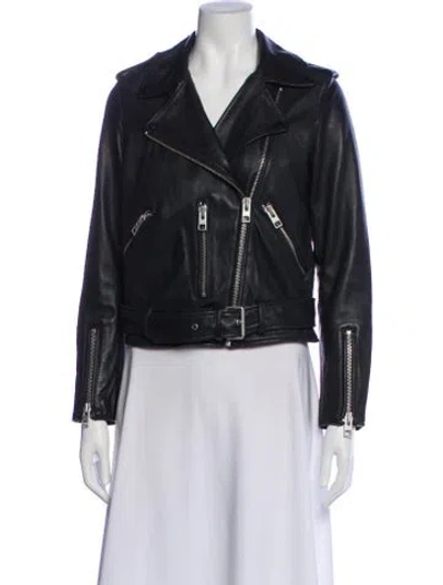 Pre-owned Allsaints Leather Biker Jacket In Black