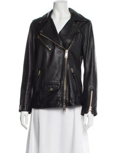 Pre-owned Allsaints Leather Biker Jacket In Black