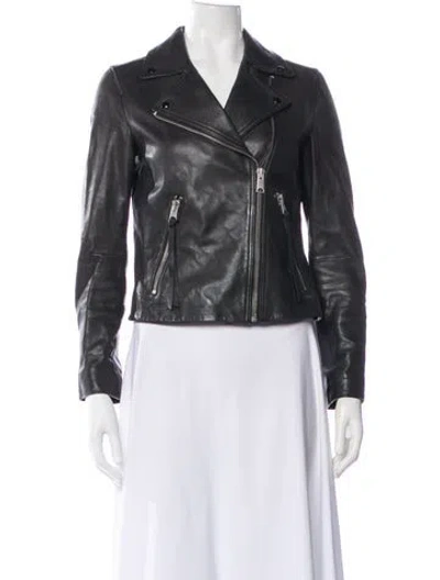 Pre-owned Allsaints Leather Biker Jacket In Black