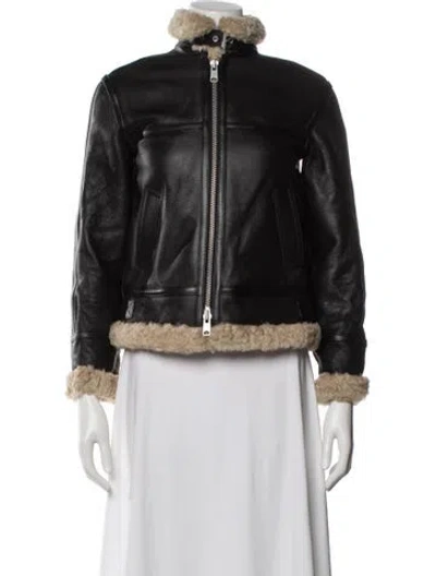 Pre-owned Allsaints Leather Biker Jacket In Black