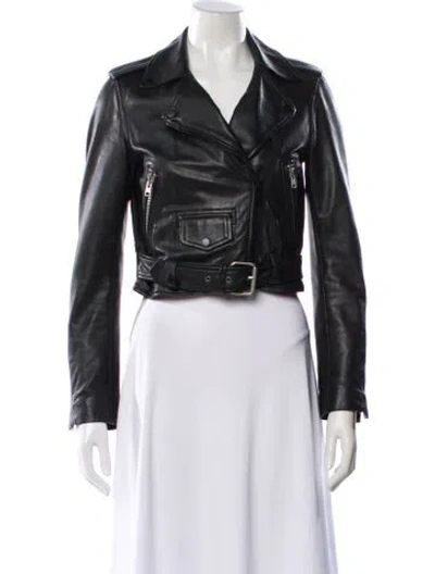 Pre-owned Allsaints Leather Biker Jacket In Black