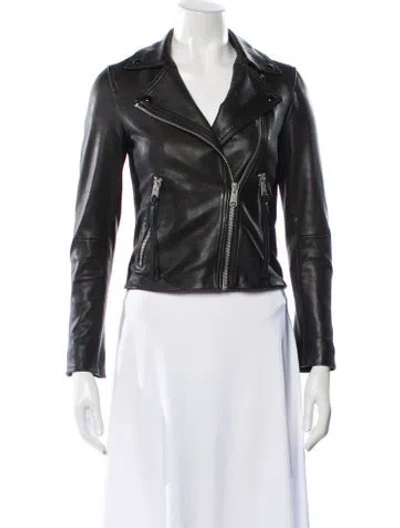 Pre-owned Allsaints Leather Biker Jacket In Black