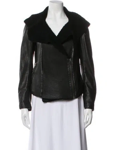 Pre-owned Allsaints Leather Biker Jacket In Black