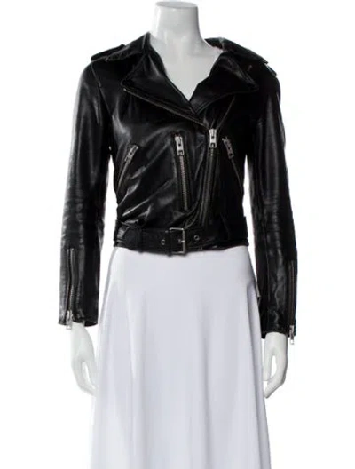 Pre-owned Allsaints Leather Biker Jacket In Black