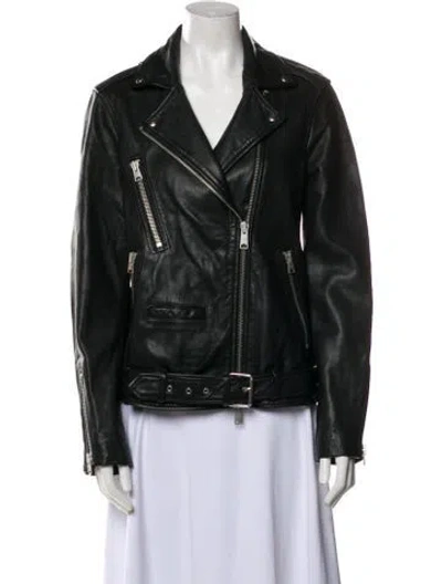 Pre-owned Allsaints Leather Biker Jacket In Black