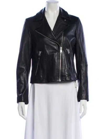 Pre-owned Allsaints Leather Biker Jacket In Black