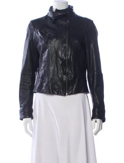 Pre-owned Allsaints Leather Biker Jacket In Black
