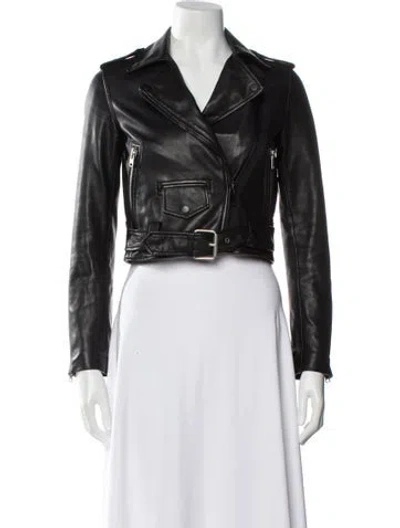 Pre-owned Allsaints Leather Biker Jacket In Black