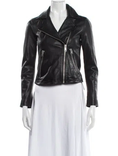 Pre-owned Allsaints Leather Biker Jacket In Black
