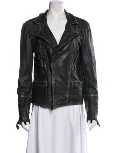 Pre-owned Allsaints Leather Biker Jacket In Black