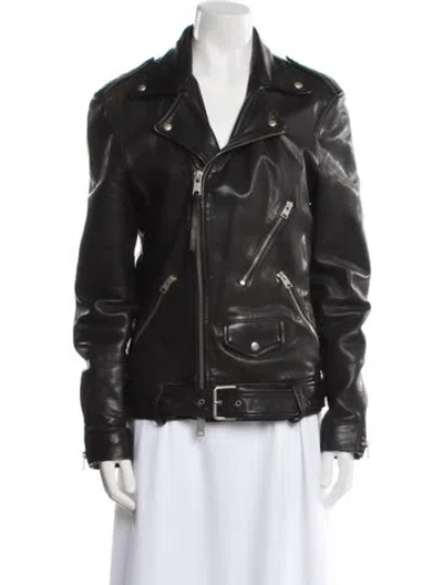 Pre-owned Allsaints Leather Biker Jacket In Black
