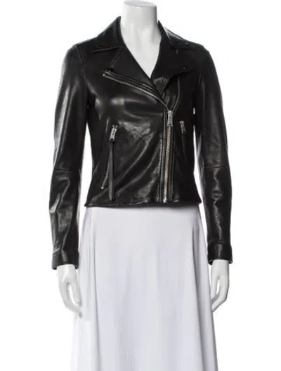 Pre-owned Allsaints Leather Biker Jacket In Black