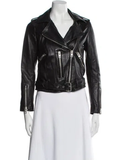 Pre-owned Allsaints Leather Biker Jacket In Black
