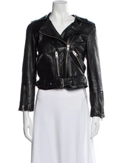 Pre-owned Allsaints Leather Biker Jacket In Black