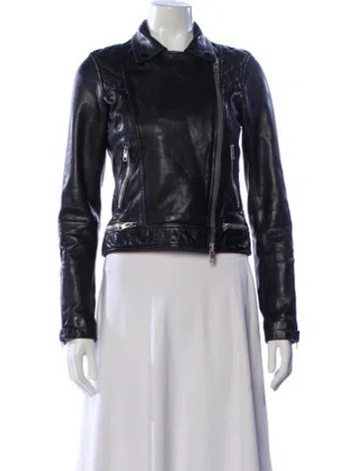 Pre-owned Allsaints Leather Biker Jacket In Black