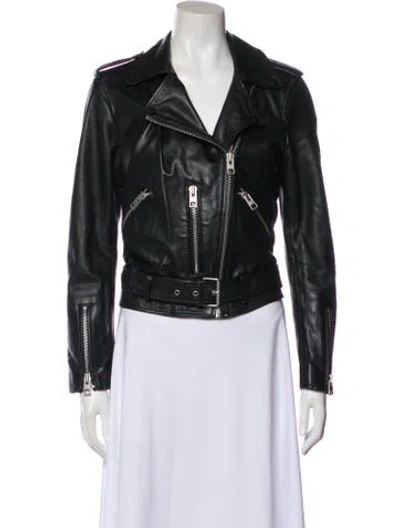 Pre-owned Allsaints Leather Biker Jacket In Black
