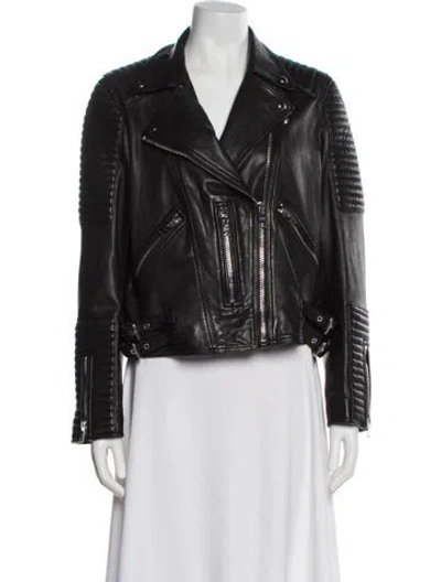 Pre-owned Allsaints Leather Biker Jacket In Black