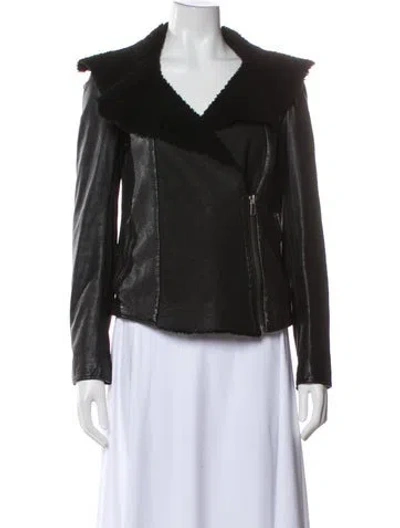 Pre-owned Allsaints Leather Biker Jacket In Black