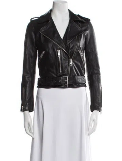 Pre-owned Allsaints Leather Biker Jacket In Black