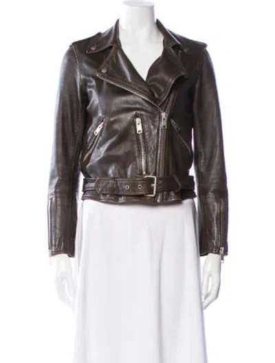Pre-owned Allsaints Leather Biker Jacket In Black
