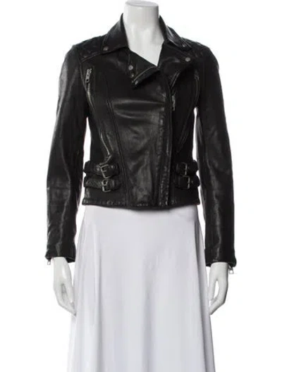 Pre-owned Allsaints Leather Biker Jacket In Black