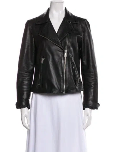 Pre-owned Allsaints Leather Biker Jacket In Black