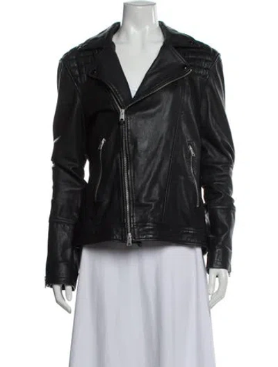 Pre-owned Allsaints Leather Biker Jacket In Black