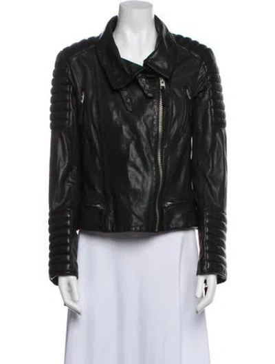 Pre-owned Allsaints Leather Biker Jacket In Black