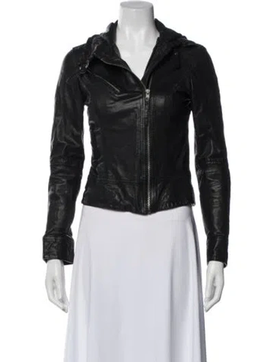 Pre-owned Allsaints Leather Biker Jacket In Black