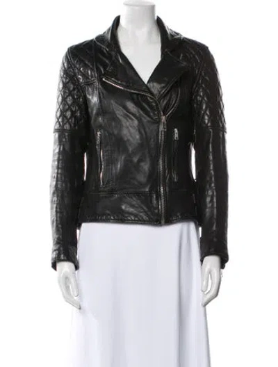 Pre-owned Allsaints Leather Biker Jacket In Black