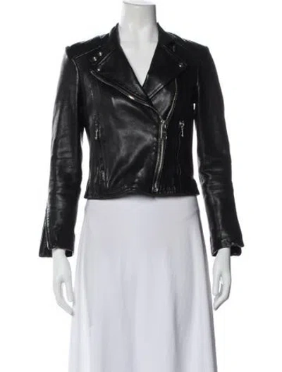 Pre-owned Allsaints Leather Biker Jacket In Black