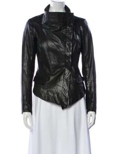Pre-owned Allsaints Leather Biker Jacket In Black