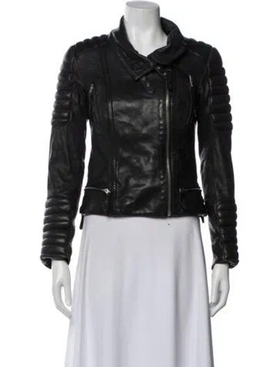 Pre-owned Allsaints Leather Biker Jacket In Black