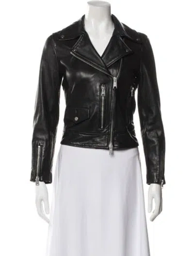 Pre-owned Allsaints Leather Biker Jacket In Black