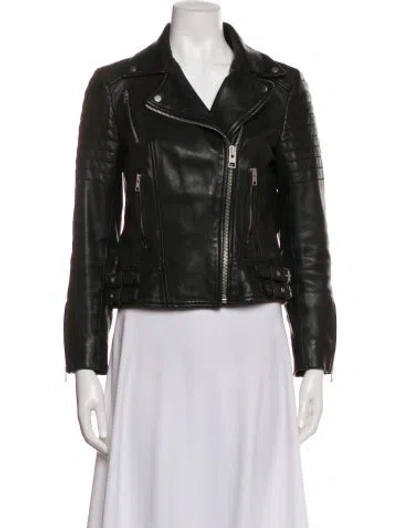 Pre-owned Allsaints Leather Biker Jacket In Black