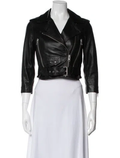 Pre-owned Allsaints Leather Biker Jacket In Black