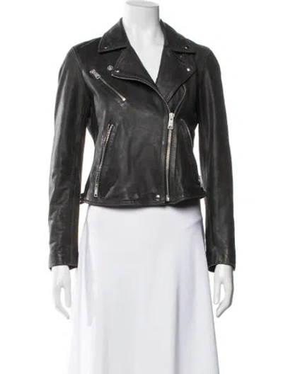 Pre-owned Allsaints Leather Biker Jacket In Black