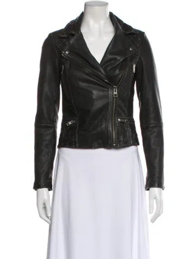 Pre-owned Allsaints Leather Biker Jacket In Black