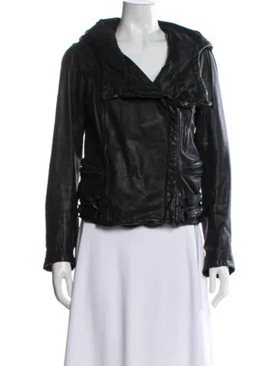 Pre-owned Allsaints Leather Biker Jacket In Black