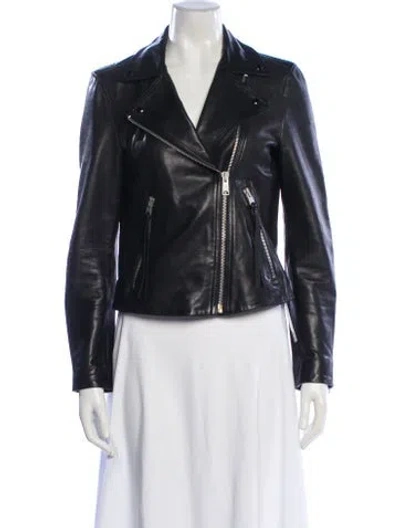 Pre-owned Allsaints Leather Biker Jacket In Black