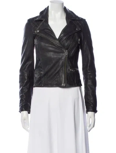 Pre-owned Allsaints Leather Biker Jacket In Black