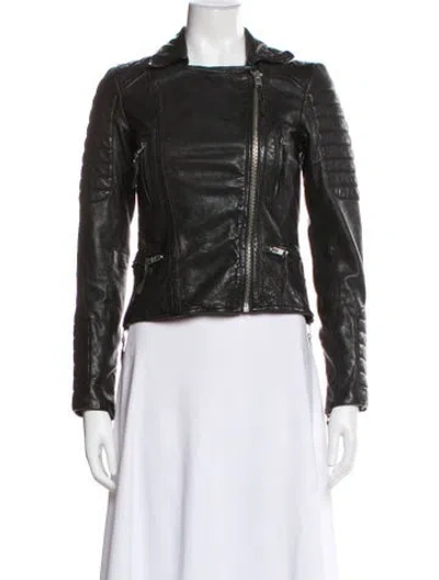 Pre-owned Allsaints Leather Biker Jacket In Black