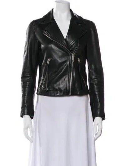 Pre-owned Allsaints Leather Biker Jacket In Black