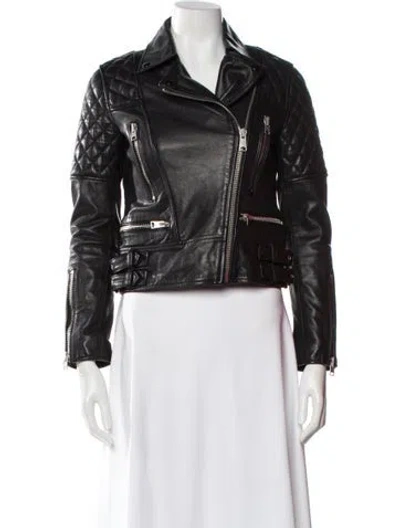 Pre-owned Allsaints Leather Biker Jacket In Black